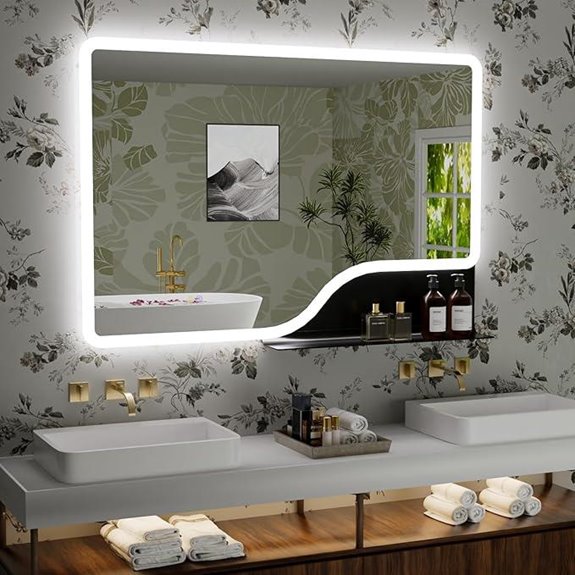 LED Bathroom Mirror with Shelf Dimmable Anti-Fog Memory