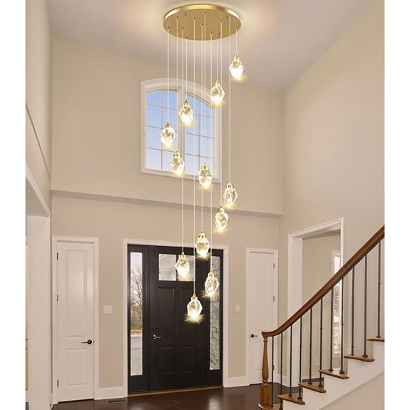 Crystal LED Dimmable Gold Pendant Chandelier