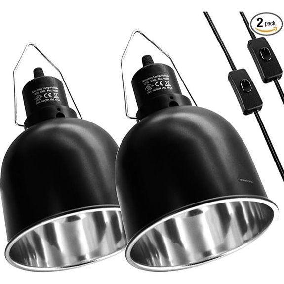 Reptile Heat Lamp Fixture 2-Pack Dimmable UVB Compatible