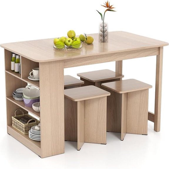 Giantex 5-Piece Dining Set with Storage and Stools