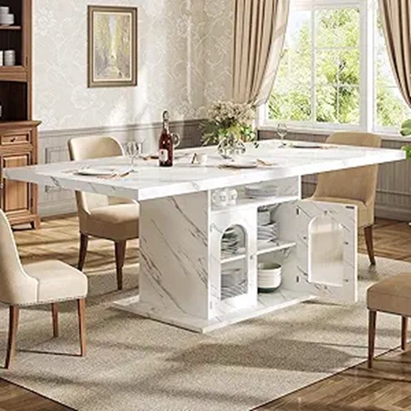 HSH Dining Table for 4-6 with Storage Shelves