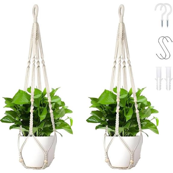 Macrame Plant Hanger Set of 2 with Hooks