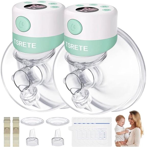 TSRETE Double Wearable Breast Pump with LCD Display