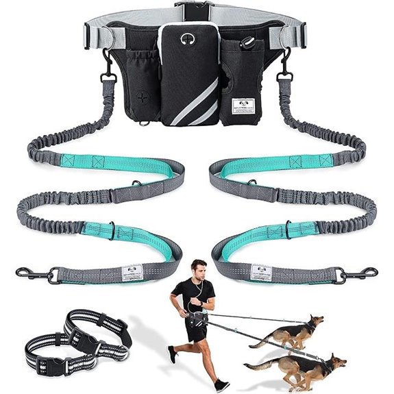 SHINE HAI Dual Bungee Hands-Free Dog Leash