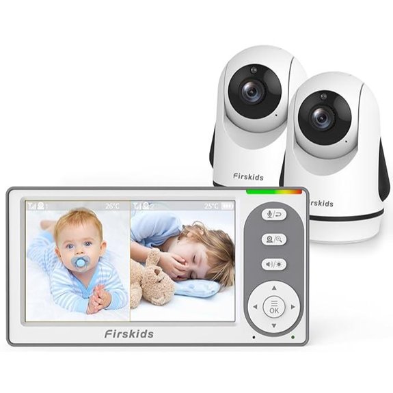 Split-Screen Baby Monitor with 2 Cameras and Night Vision