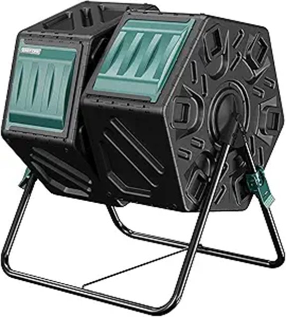 East Oak Dual Chamber Compost Tumbler with Locking System