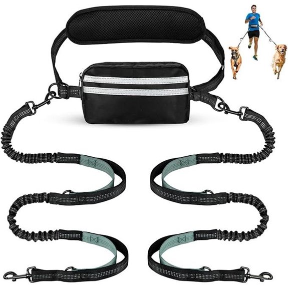 Double Dog Leash with Pouch and Padded Handles