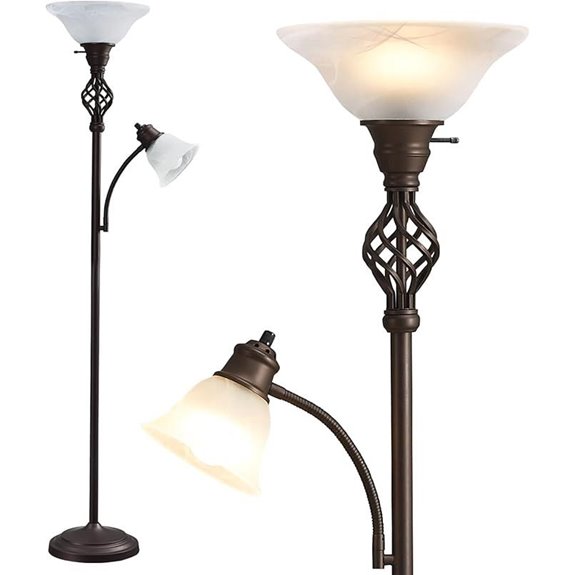 GyroVu Glass Shade Floor Lamp with 2 Heads