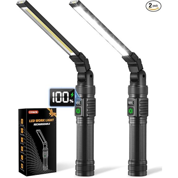 2-Pack Magnetic Rechargeable Work Lights with 1500 Lumens