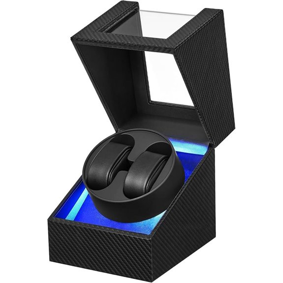 BEWISHOME Double Watch Winder with LED & Quiet Motor