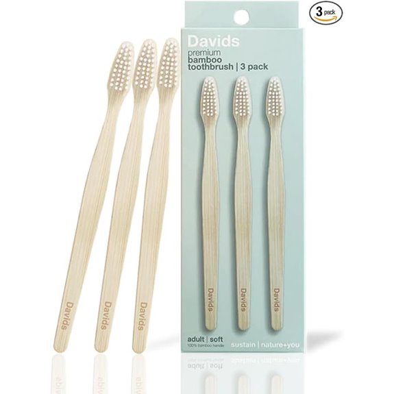 Davids Bamboo Toothbrush 3-Pack Eco-Friendly BPA-Free