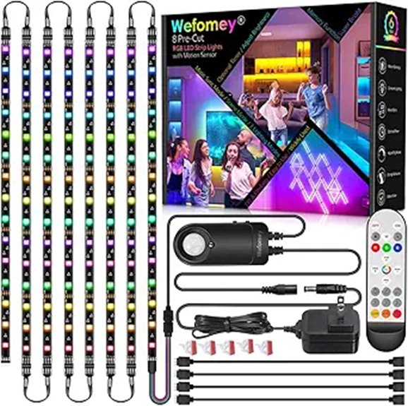 8 PCS RGB Under Cabinet LED Light Strip Kit