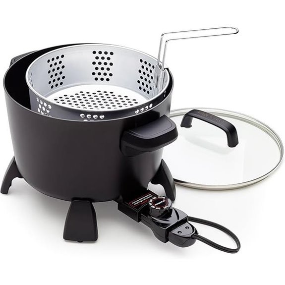 Presto 8-Quart Big Kettle Steamer and Deep Fryer Multi-Cooker Black