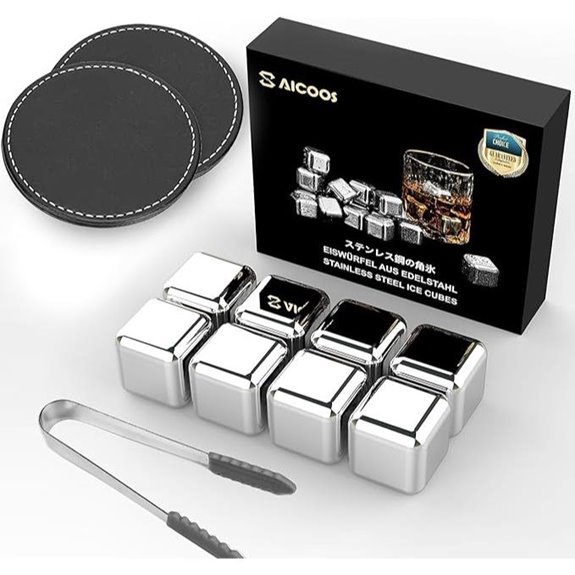 Reusable Stainless Steel Whiskey Stones (8 Pack)