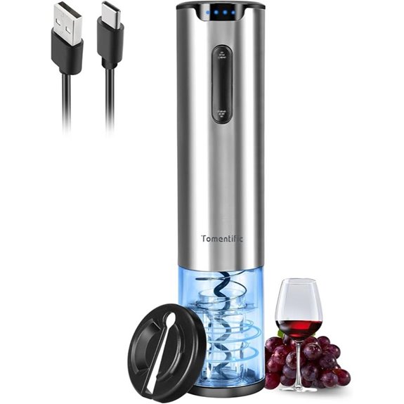 Electric Wine Opener with Foil Cutter and LED Light