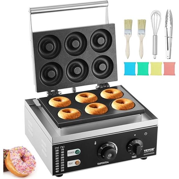 VEVOR Electric Donut Maker 6 Holes Commercial Waffle Machine
