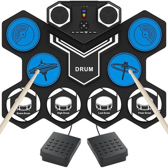 Electric Drum Set with Built-in Speakers and Accessories