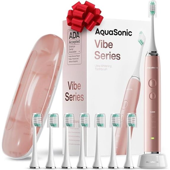 Aquasonic Vibe Electric Toothbrush with 8 Heads & Case