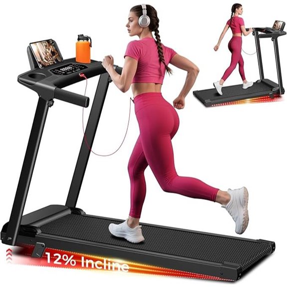 Compact Electric Treadmill with Incline and Handles