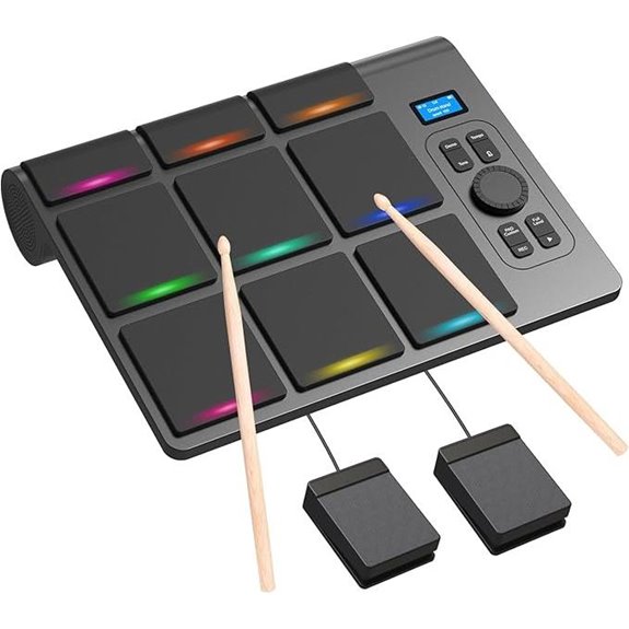 9 Pads Electronic Drum Set with Lights and MIDI Support