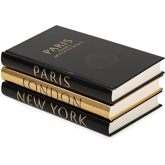 Decorative Faux Books Set of 3 Black and Gold