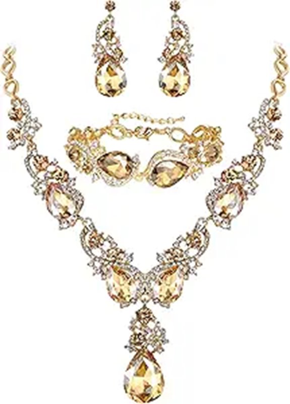 BriLove Bridal Jewelry Set with Necklace and Earrings