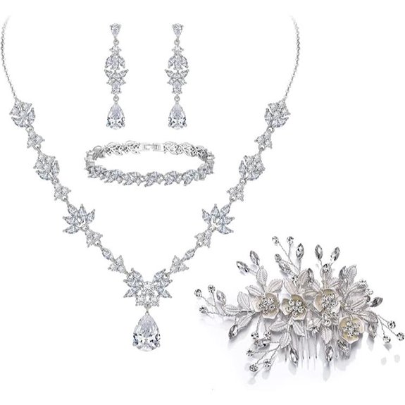 BriLove Wedding Jewelry Set with Cubic Zirconia