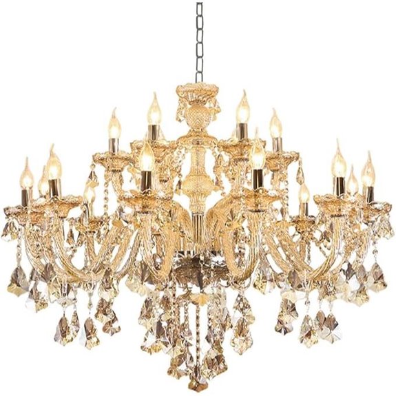 Luxury Cognac Crystal Chandelier with 18 Lights