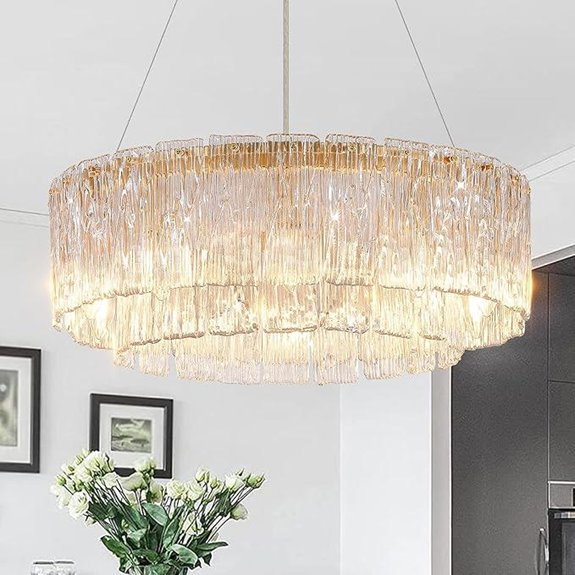 Gold Modern Crystal Glass Chandelier with 10 Lights