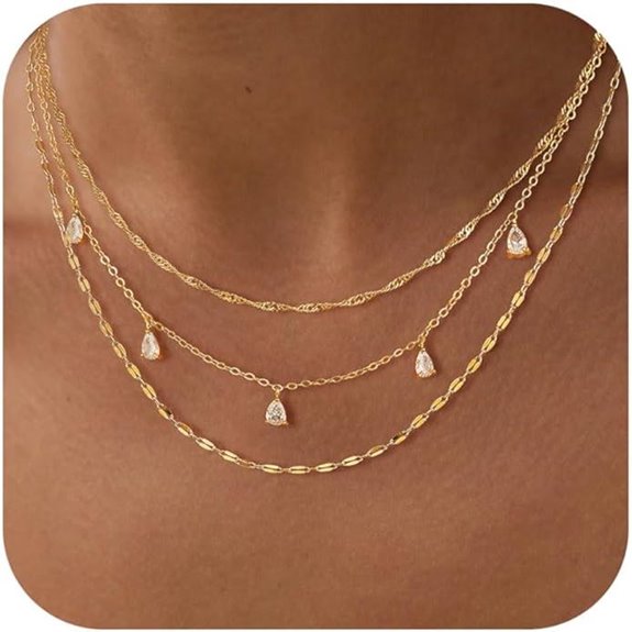 Dainty 14k Gold Layered Necklace Set for Women