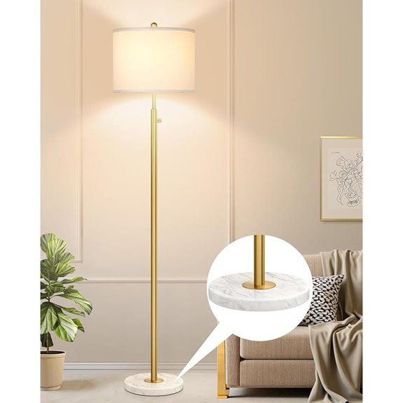 Upgraded Dimmable Gold Floor Lamp with Marble Base