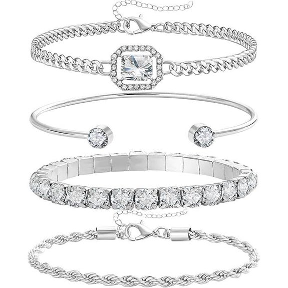 Dainty Gold Silver Bracelets Set for Women