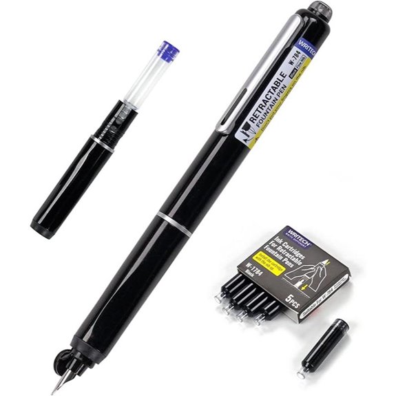 WRITECH Retractable Fountain Pen Set with Ink Cartridges