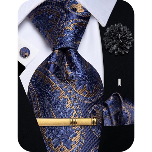 Silk Paisley Tie Pocket Square Cufflinks & Lapel Set
