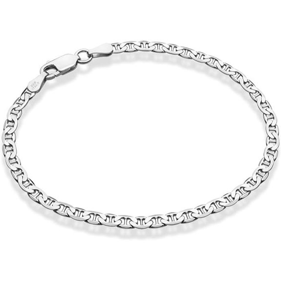 Miabella Sterling Silver Mariner Link Anklet for Women
