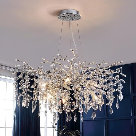 Modern Silver Crystal Chandelier for Dining and Living