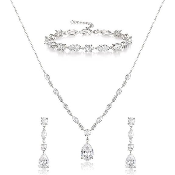 Ever Faith Bridal Teardrop CZ Jewelry Set