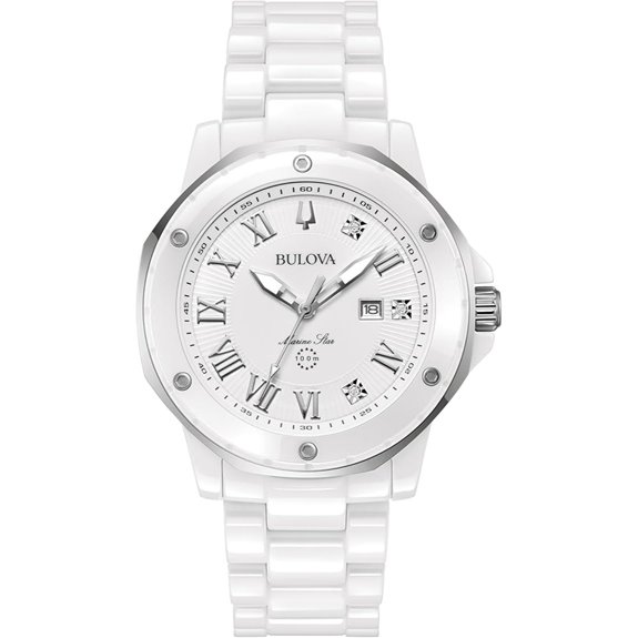 Bulova Ladies Marine Star White Ceramic Watch