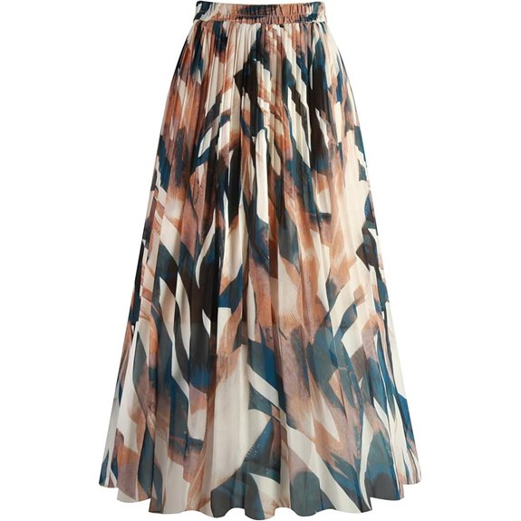 Kingfancy Women's Pleated Chiffon Midi Skirt