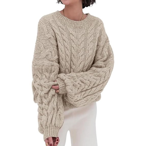 PRETTYGARDEN Women's Cable Knit Oversized Sweater