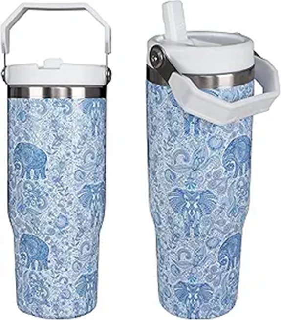 Elephant Tumbler with Straw Insulated Water Bottle