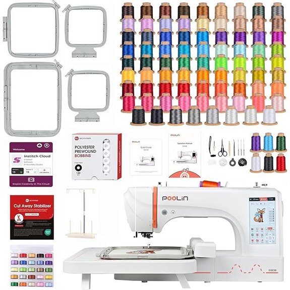 Poolin EOC06 Embroidery Machine with Threads and Bobbins