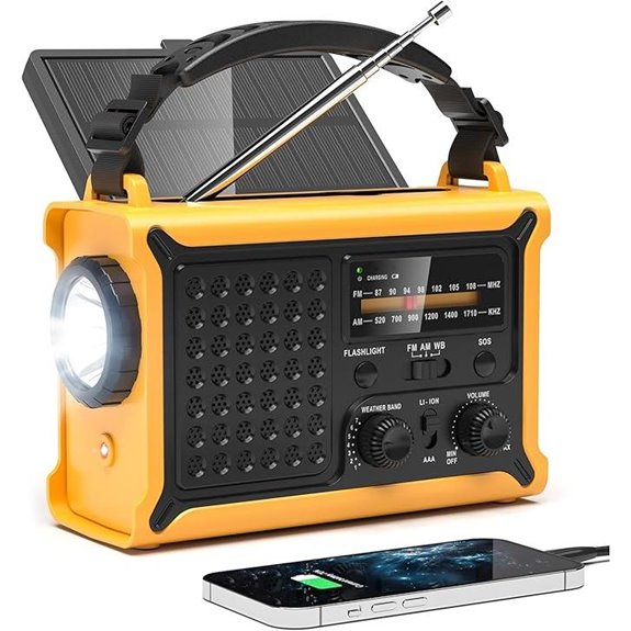 NOAA Emergency Radio with Solar Hand Crank & Flashlight