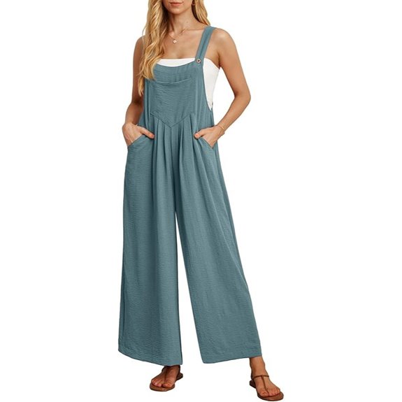 IWOLLENCE Women's Boho Wide Leg Jumpsuits with Pockets