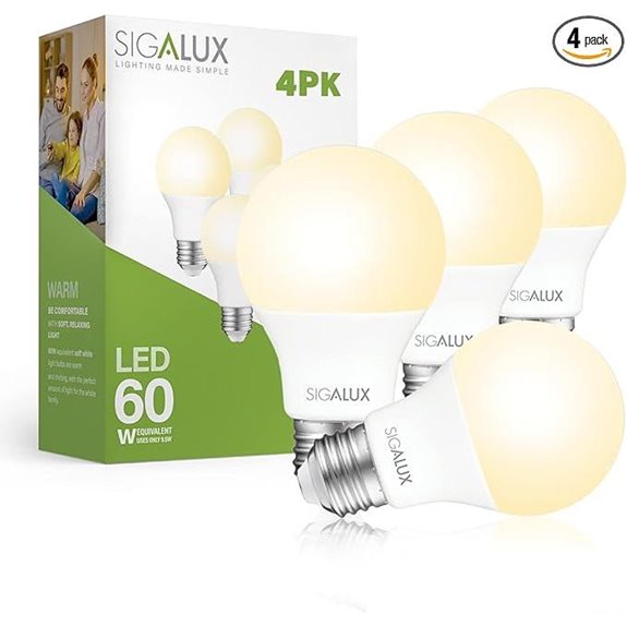 Sigalux 4-Pack 60W Equivalent LED Light Bulbs