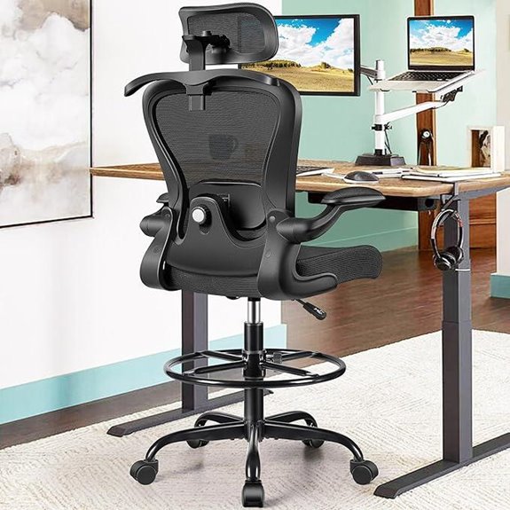 Drafting Chair with Lumbar Head Support and Footring