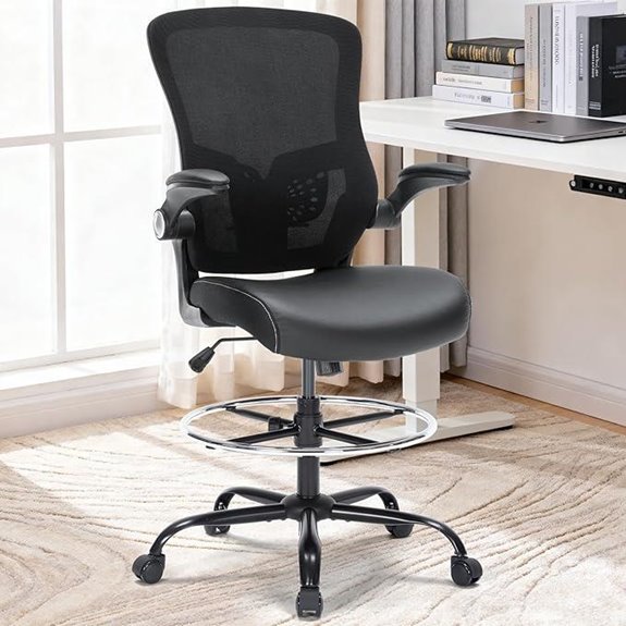 Drafting Office Chair with Lumbar Support and Footrest