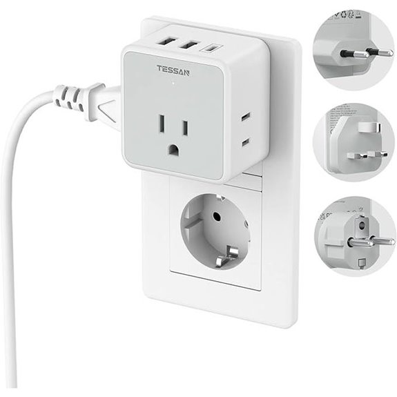 TESSAN European Travel Plug Adapter with USB Chargers