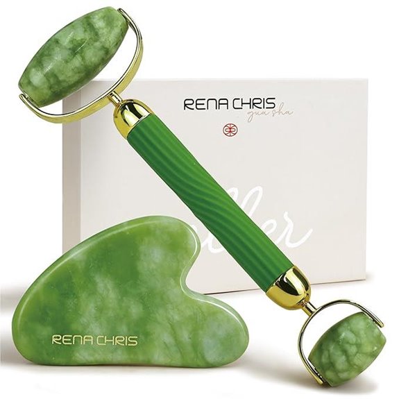 Rena Chris Jade Gua Sha & Face Roller Set