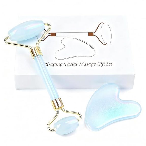 Jade Face Roller & Gua Sha Set for Skin Care